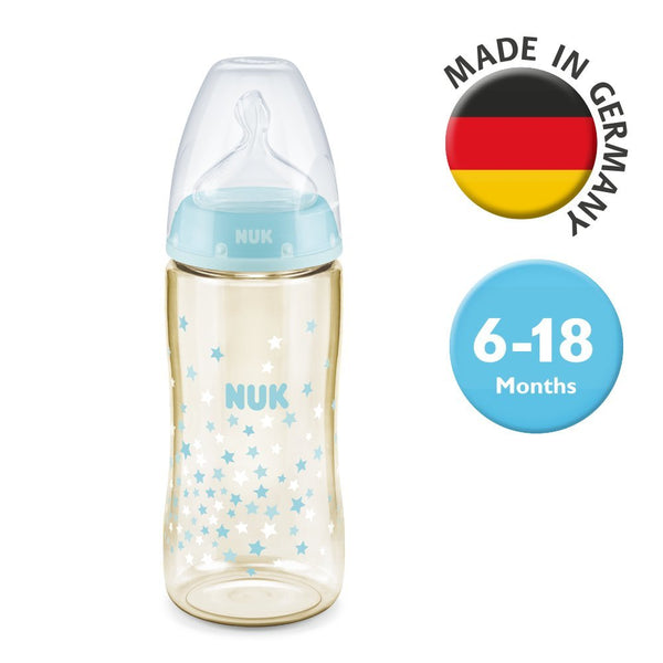 『NUK』PCH 300mL 寬口PPSU奶瓶/矽膠奶嘴6-18個月中孔 (顏色隨機發貨)