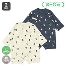 西松屋冬季長款連身內衣2件(月亮黑/白)