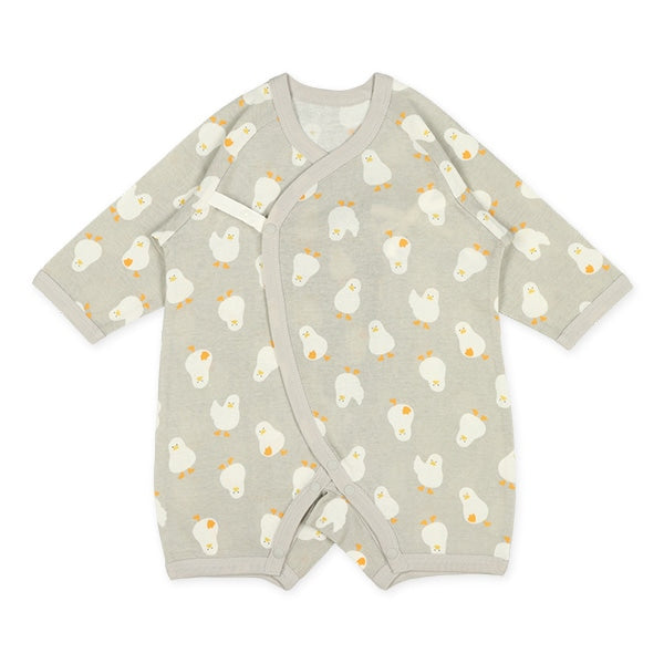 西松屋冬季長款連身內衣2件(小雞黃/灰色)