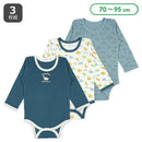 西松屋冬季長袖連身衣3件(恐龍藍/白/深藍)