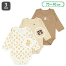 西松屋冬季長袖連身衣3件(熊啡/白/黃)