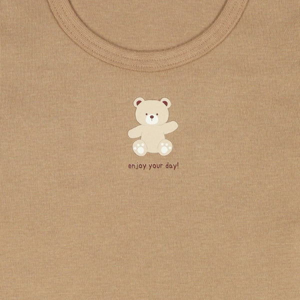 西松屋冬季長袖連身衣3件(熊啡/白/黃)