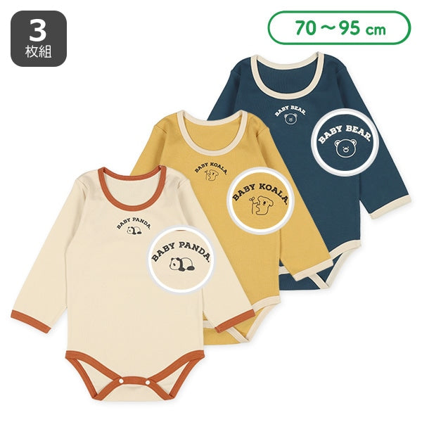 西松屋冬季長袖連身衣3件(熊/熊貓/樹熊)