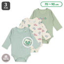 西松屋冬季長袖連身衣3件(恐龍白色/綠/深綠)