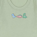 西松屋冬季長袖連身衣3件(恐龍白色/綠/深綠)