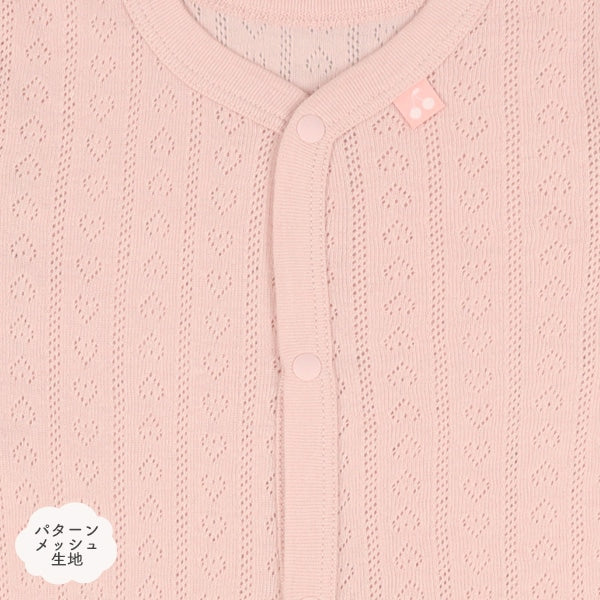 西松屋冬季前開長袖連身衣3件(櫻桃粉紅3色)