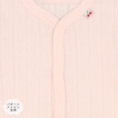 西松屋冬季前開長袖連身衣3件(櫻桃粉紅3色)