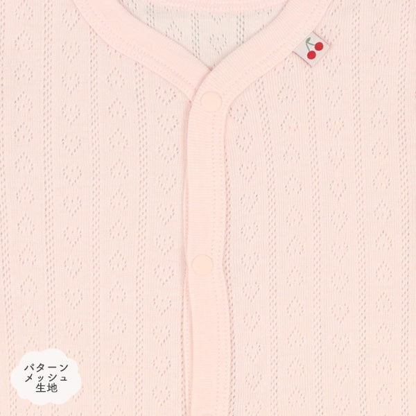 西松屋冬季前開長袖連身衣3件(櫻桃粉紅3色)