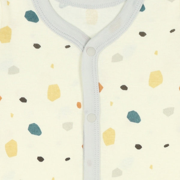 西松屋冬季前開長袖連身衣2件(碎片藍色/白色)