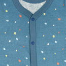 西松屋冬季前開長袖連身衣2件(碎片藍色/白色)