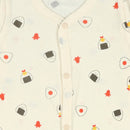 西松屋冬季前開長袖連身衣2件(飯糰藍色/白色)