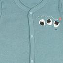 西松屋冬季前開長袖連身衣2件(飯糰藍色/白色)