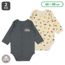 西松屋冬季前開長袖連身衣2件(恐龍黑色/白色)