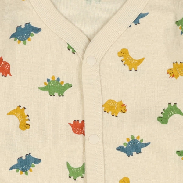 西松屋冬季前開長袖連身衣2件(恐龍黑色/白色)