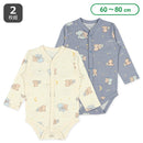 西松屋冬季前開長袖連身衣2件(象紫色/白色)