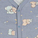 西松屋冬季前開長袖連身衣2件(象紫色/白色)