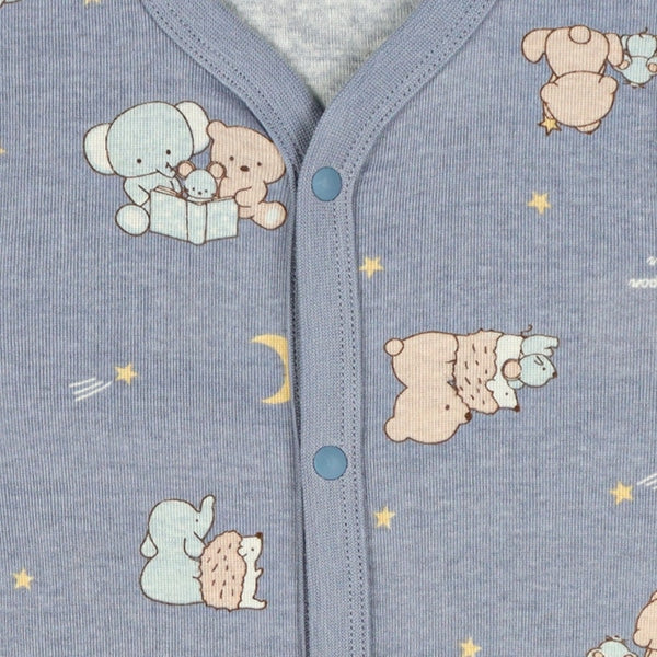 西松屋冬季前開長袖連身衣2件(象紫色/白色)