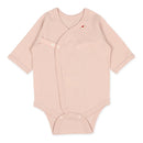 西松屋冬季長袖平扣開合連身衣2件(心心白色/粉色)