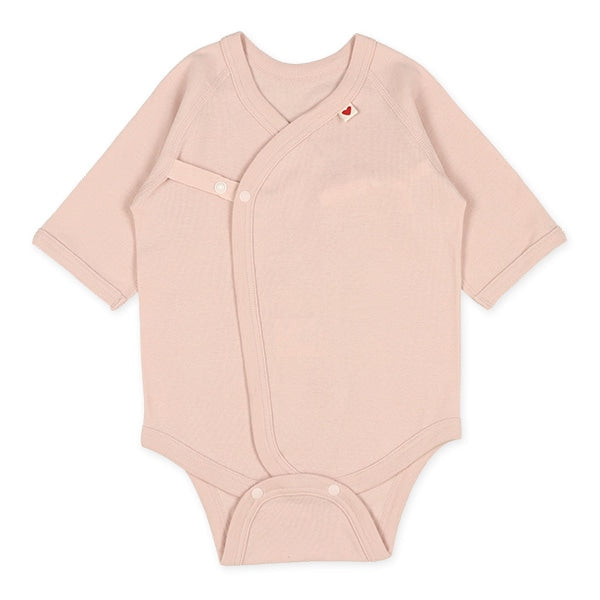 西松屋冬季長袖平扣開合連身衣2件(心心白色/粉色)