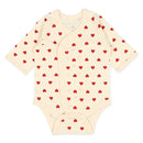 西松屋冬季長袖平扣開合連身衣2件(心心白色/粉色)