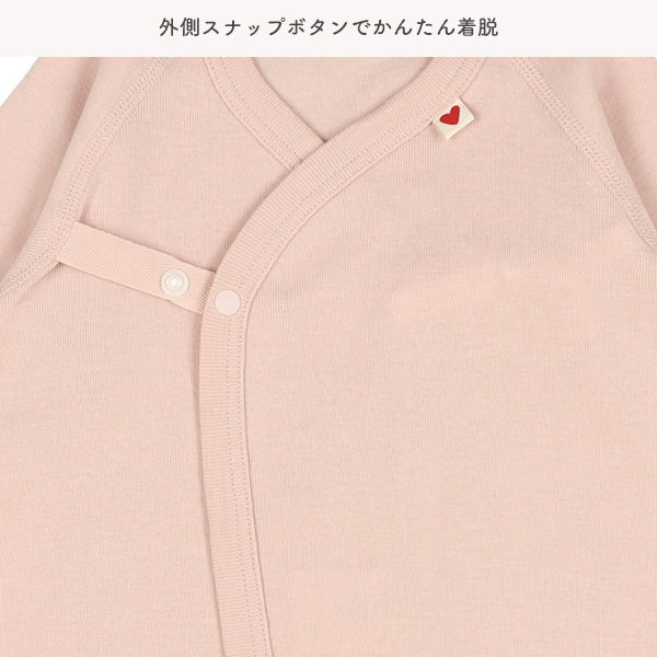 西松屋冬季長袖平扣開合連身衣2件(心心白色/粉色)