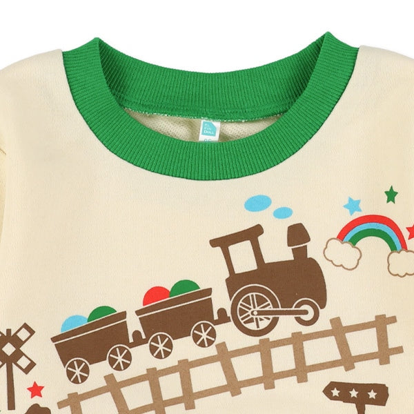 西松屋冬季長袖運動衫(車黑/綠色)