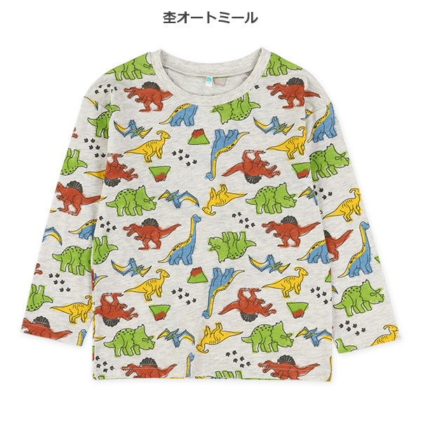 西松屋冬季長袖T恤(恐龍印花灰色)