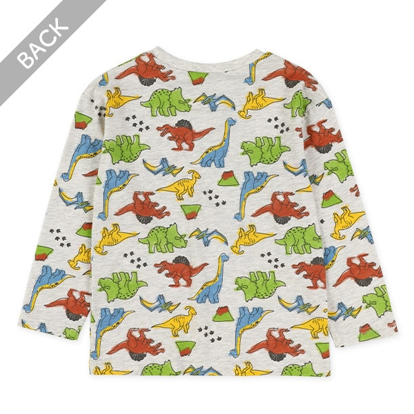 西松屋冬季長袖T恤(恐龍印花灰色)