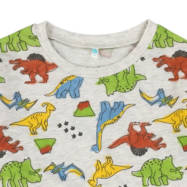 西松屋冬季長袖T恤(恐龍印花灰色)