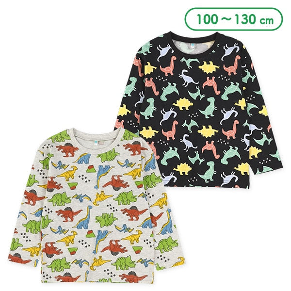 西松屋冬季長袖T恤(恐龍印花灰色)