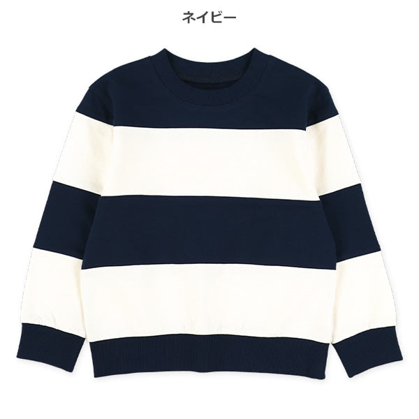 西松屋冬季長袖薄衛衣(條紋青色)