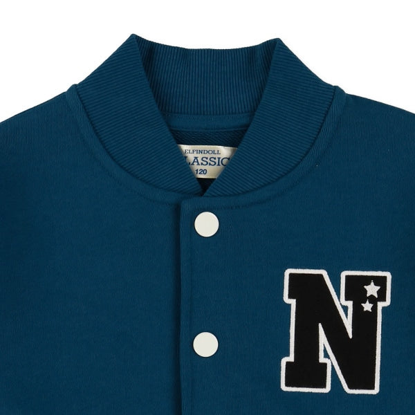 西松屋冬季長袖羊毛運動開胸外套(字母藍色)