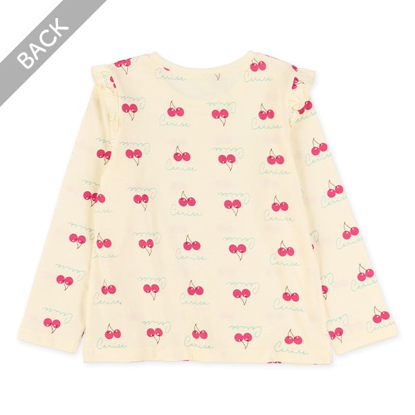 西松屋冬季長袖T恤(櫻桃白色)