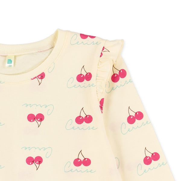 西松屋冬季長袖T恤(櫻桃白色)