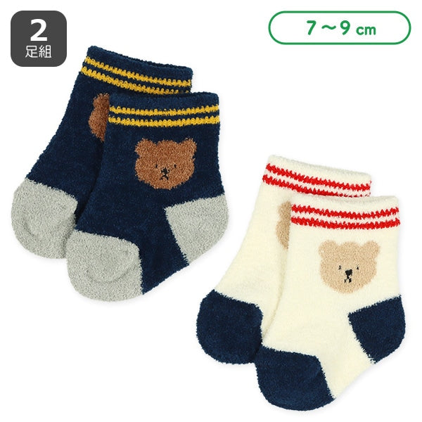 西松屋冬季新生兒襪2件(小熊7-9cm)