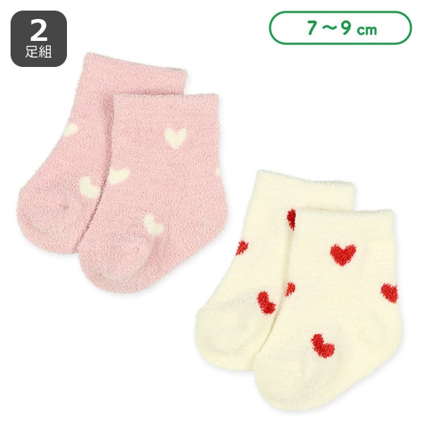 西松屋冬季新生兒襪2件(心心印花7-9cm)