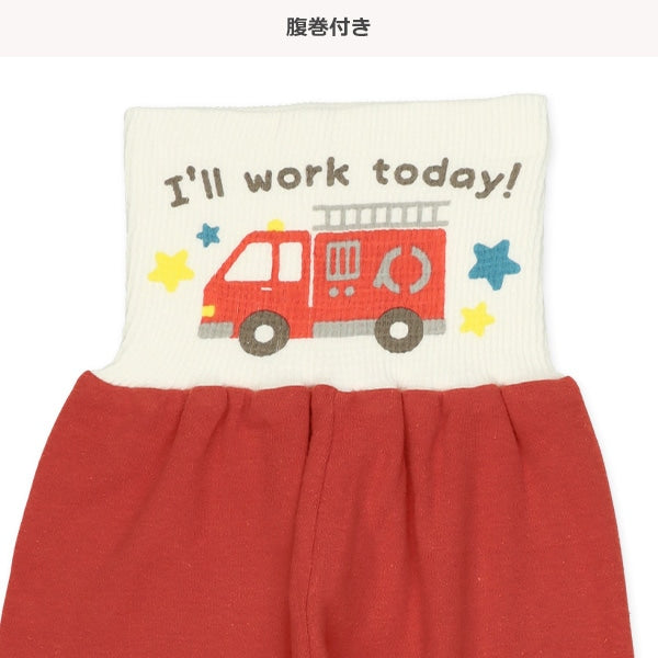 西松屋冬季針織長袖前開束腹睡衣套裝(消防車)