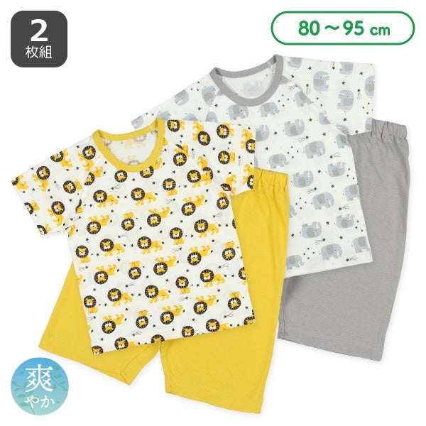 西松屋夏季針織睡衣套裝2件(獅子和大象)