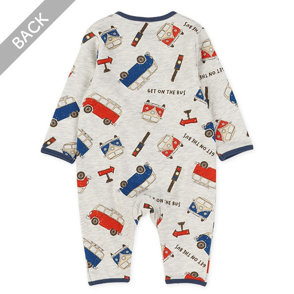 西松屋冬季長袖羊毛連身衣(狗狗/巴士)