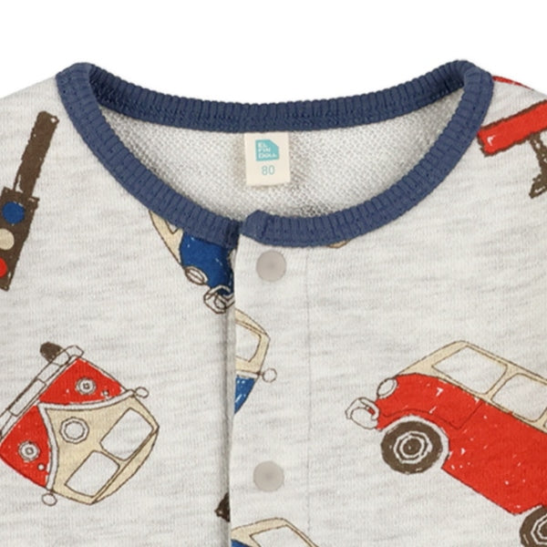 西松屋冬季長袖羊毛連身衣(狗狗/巴士)