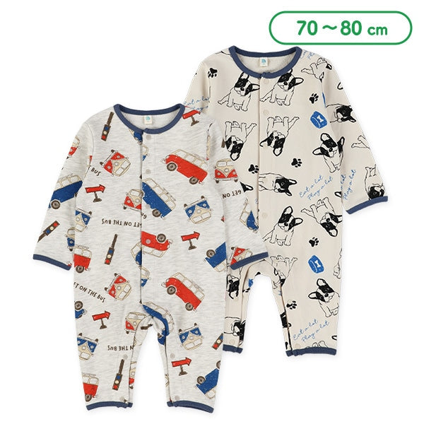 西松屋冬季長袖羊毛連身衣(狗狗/巴士)