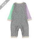 西松屋冬季長袖連身衣(拼接-白/灰色)