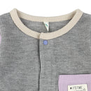 西松屋冬季長袖連身衣(拼接-白/灰色)