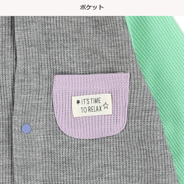 西松屋冬季長袖連身衣(拼接-白/灰色)