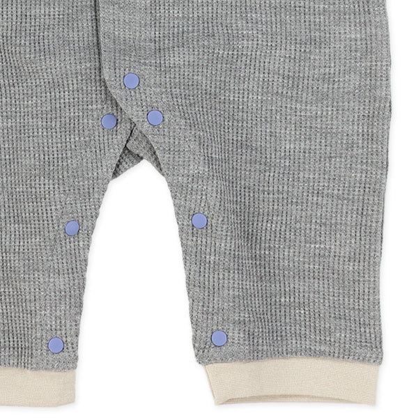 西松屋冬季長袖連身衣(拼接-白/灰色)