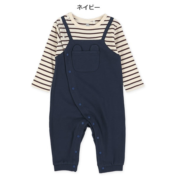 西松屋冬季長袖連身衣(吊帶-藍色)