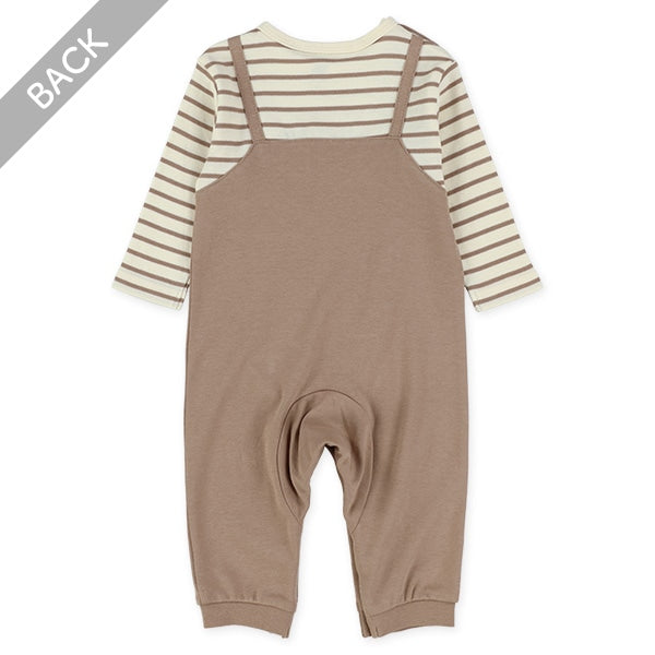 西松屋冬季長袖連身衣(吊帶-藍色)