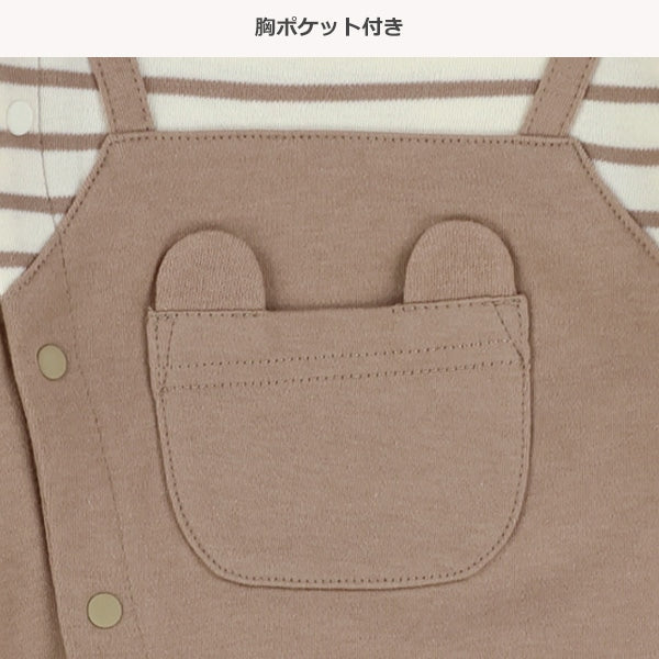 西松屋冬季長袖連身衣(吊帶-藍色)