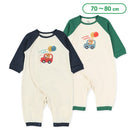 西松屋冬季長袖連身衣(車車-綠/藍)