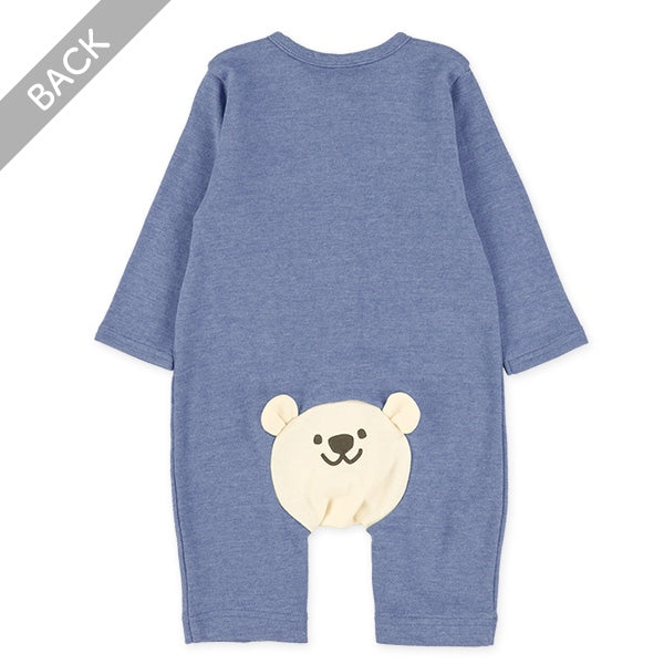 西松屋冬季長袖連身衣(胸口熊熊-藍)